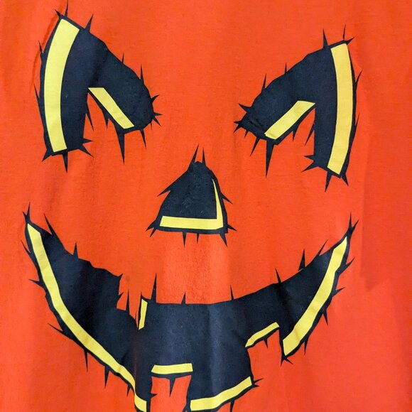 Halloween Men's Jack-O-Lantern Pumpkin Face T-Shirt, Large, Orange, 100% Cotton - Picture 7 of 10
